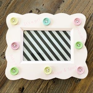 Baby Girl Pink Princess Buttons Picture Frame